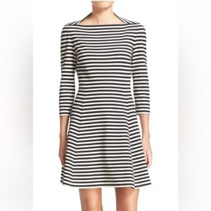 Kate Spade Broome Street Black and Cream Striped Dress, size M